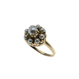 Snow Flower - Vintage 10K Gold Cultured Saltwater Japanese Akoya Pearl Coronet Cluster Ring (VR945)