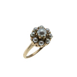 Snow Flower - Vintage 10K Gold Cultured Saltwater Japanese Akoya Pearl Coronet Cluster Ring (VR945)