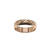 On This Day In 1897 - Victorian English 9K Rose Gold 'Foliate' Engraved Wedding Band Ring (VICR172)