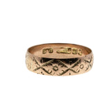 On This Day In 1897 - Victorian English 9K Rose Gold 'Foliate' Engraved Wedding Band Ring (VICR172)