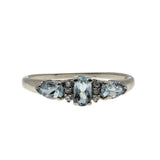 Serenity - Vintage 10K White Gold Natural Aquamarine & Diamond Ring (VR947)