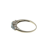 Serenity - Vintage 10K White Gold Natural Aquamarine & Diamond Ring (VR947)