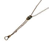 Etruscan Revival - Victorian Signed 'B&Co' Gold Fill Turquoise & Pearl Slide Long Guard Chain (VICN055)