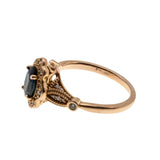 Roses & Violets - Estate Edwardian Revival 14K Rose Gold Natural Sapphire & Diamond Bespoke Ring (ER361)