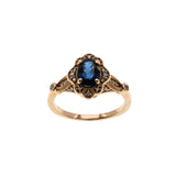 Roses & Violets - Estate Edwardian Revival 14K Rose Gold Natural Sapphire & Diamond Bespoke Ring (ER361)