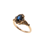 Roses & Violets - Estate Edwardian Revival 14K Rose Gold Natural Sapphire & Diamond Bespoke Ring (ER361)