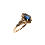 Roses & Violets - Estate Edwardian Revival 14K Rose Gold Natural Sapphire & Diamond Bespoke Ring (ER361)