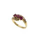 Crimson Trio - Vintage 18K Gold Natural Ruby & Diamond Bypass Ring (VR949)