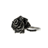 Enchanted - Estate Signed 'Disney' Villains Maleficent Sterling Silver Black Diamond Rose Ring (ER362)