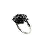 Enchanted - Estate Signed 'Disney' Villains Maleficent Sterling Silver Black Diamond Rose Ring (ER362)