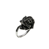 Enchanted - Estate Signed 'Disney' Villains Maleficent Sterling Silver Black Diamond Rose Ring (ER362)