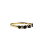 Indigo Blue - Vintage English 9K Gold Natural Sapphire & Diamond Band Ring (VR955)