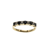 Indigo Blue - Vintage English 9K Gold Natural Sapphire & Diamond Band Ring (VR955)