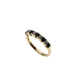 Indigo Blue - Vintage English 9K Gold Natural Sapphire & Diamond Band Ring (VR955)