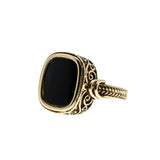 Midnight - Vintage European 14K Gold Black Onyx Intricate Ring (VR958)