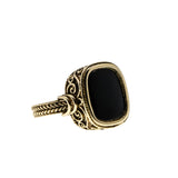 Midnight - Vintage European 14K Gold Black Onyx Intricate Ring (VR958)