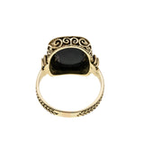 Midnight - Vintage European 14K Gold Black Onyx Intricate Ring (VR958)