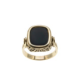 Midnight - Vintage European 14K Gold Black Onyx Intricate Ring (VR958)