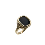 Midnight - Vintage European 14K Gold Black Onyx Intricate Ring (VR958)