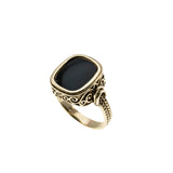 Midnight - Vintage European 14K Gold Black Onyx Intricate Ring (VR958)