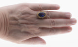 Sundays Best  - Art Deco Dated '1930' 10K Gold Synthetic Sapphire Ornate Solitaire Ring (ADR287)