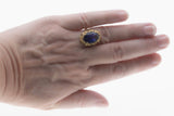 Sundays Best  - Art Deco Dated '1930' 10K Gold Synthetic Sapphire Ornate Solitaire Ring (ADR287)