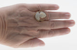 Edwardian Beauty - Edwardian English Signed Hand-Carved Conch Shell Cameo Portrait Ring (EDR074)