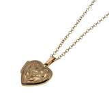 Sweetheart - Vintage 10K Gold Engraved Heart Locket Pendant & 14K Gold Fill Chain (VP232)