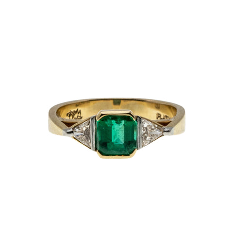 Greener Than Green - Vintage 14K Gold & Platinum Natural Emerald & Diamond Bespoke Ring (VR963)