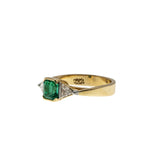 Greener Than Green - Vintage 14K Gold & Platinum Natural Emerald & Diamond Bespoke Ring (VR963)