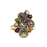 Giardinetti - Vintage 14K Gold Multi-Stone & Diamond 'Little Garden' Cluster Ring (VR964)