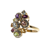 Giardinetti - Vintage 14K Gold Multi-Stone & Diamond 'Little Garden' Cluster Ring (VR964)