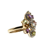 Giardinetti - Vintage 14K Gold Multi-Stone & Diamond 'Little Garden' Cluster Ring (VR964)