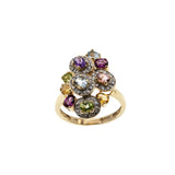 Giardinetti - Vintage 14K Gold Multi-Stone & Diamond 'Little Garden' Cluster Ring (VR964)