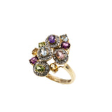 Giardinetti - Vintage 14K Gold Multi-Stone & Diamond 'Little Garden' Cluster Ring (VR964)