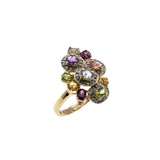 Giardinetti - Vintage 14K Gold Multi-Stone & Diamond 'Little Garden' Cluster Ring (VR964)