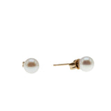 Femininity & Lustre -  Vintage 10K Gold Cultured Saltwater Japanese Akoya Pearl Stud Earrings (VE423)