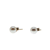 Femininity & Lustre -  Vintage 10K Gold Cultured Saltwater Japanese Akoya Pearl Stud Earrings (VE423)