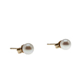 Femininity & Lustre -  Vintage 10K Gold Cultured Saltwater Japanese Akoya Pearl Stud Earrings (VE423)