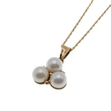 Snowdrops - Vintage 10K Gold Cultured Saltwater Japanese Akoya Pearl 'Bespoke' Pendant & 14K Gold Chain (VP234)