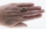 Lilac Elegance - Art Deco 14K White & Yellow Gold 'Rose De France' Amethyst & Natural Seed Pearl Filigree Ring (ADR265)