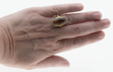 Sun Kissed - Art Deco 14K White & Yellow Gold Citrine & Natural Seed Pearl Filigree Ring (ADR266)