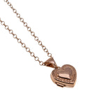 I Love You - Estate 14K Rose Gold Engraved Petite Heart Locket Pendant & 14K Rose Gold filled Chain (EP074)