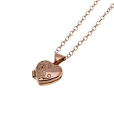 Sweetheart - Estate 14K Rose Gold Engraved Floral Petite Heart Locket Pendant & 14L Rose Gold Filled Chain (EP075)