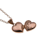 Sweetheart - Estate 14K Rose Gold Engraved Floral Petite Heart Locket Pendant & 14L Rose Gold Filled Chain (EP075)