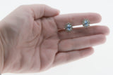 Blue Sky - Vintage Rhodium Plate Blue & White Crystal Rhinestone Cluster Clip-On Earrings (VE424)