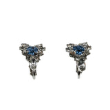 A Touch Of Blue - Vintage Rhodium Plate Blue & white Crystal Rhinestone Clip-On Earrings (VE425)