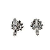 A Touch Of Blue - Vintage Rhodium Plate Blue & white Crystal Rhinestone Clip-On Earrings (VE425)