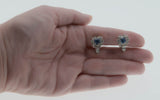 A Touch Of Blue - Vintage Rhodium Plate Blue & white Crystal Rhinestone Clip-On Earrings (VE425)