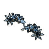 Shooting Star - Vintage Signed 'KEYES' Rhodium Plate French Blue Crystal Rhinestone Clip-On Earrings (VE426)